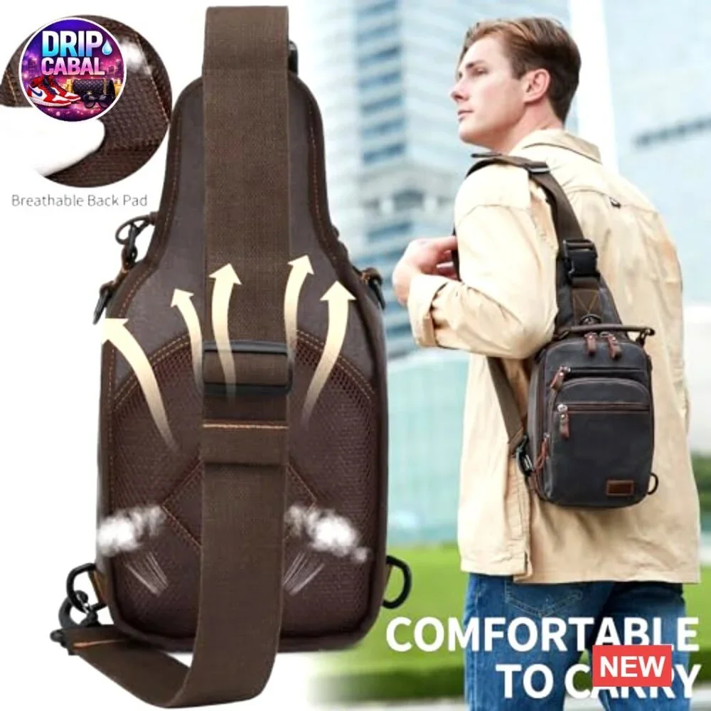 Waxed Canvas Crossbody Sling Bag Water Resistant Shoulder Bag Daypack
